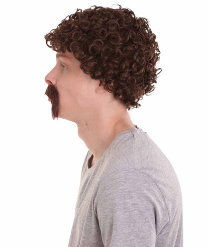 Wigs2you.com メンズ ウィッグ ブラウン アフロ 口ひげ付き キャラクター風 ハロウィン・仮装・パーティー用 合成繊維 耐熱仕様 H-2224