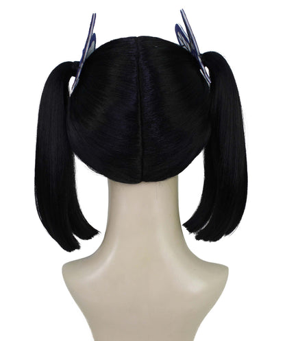 ハロウィーンのために完全な分けられたフリンジが付いているWigs2youの大人の女性のH-5888悪魔の黒のツインテールのかつら 難燃性の合成繊維