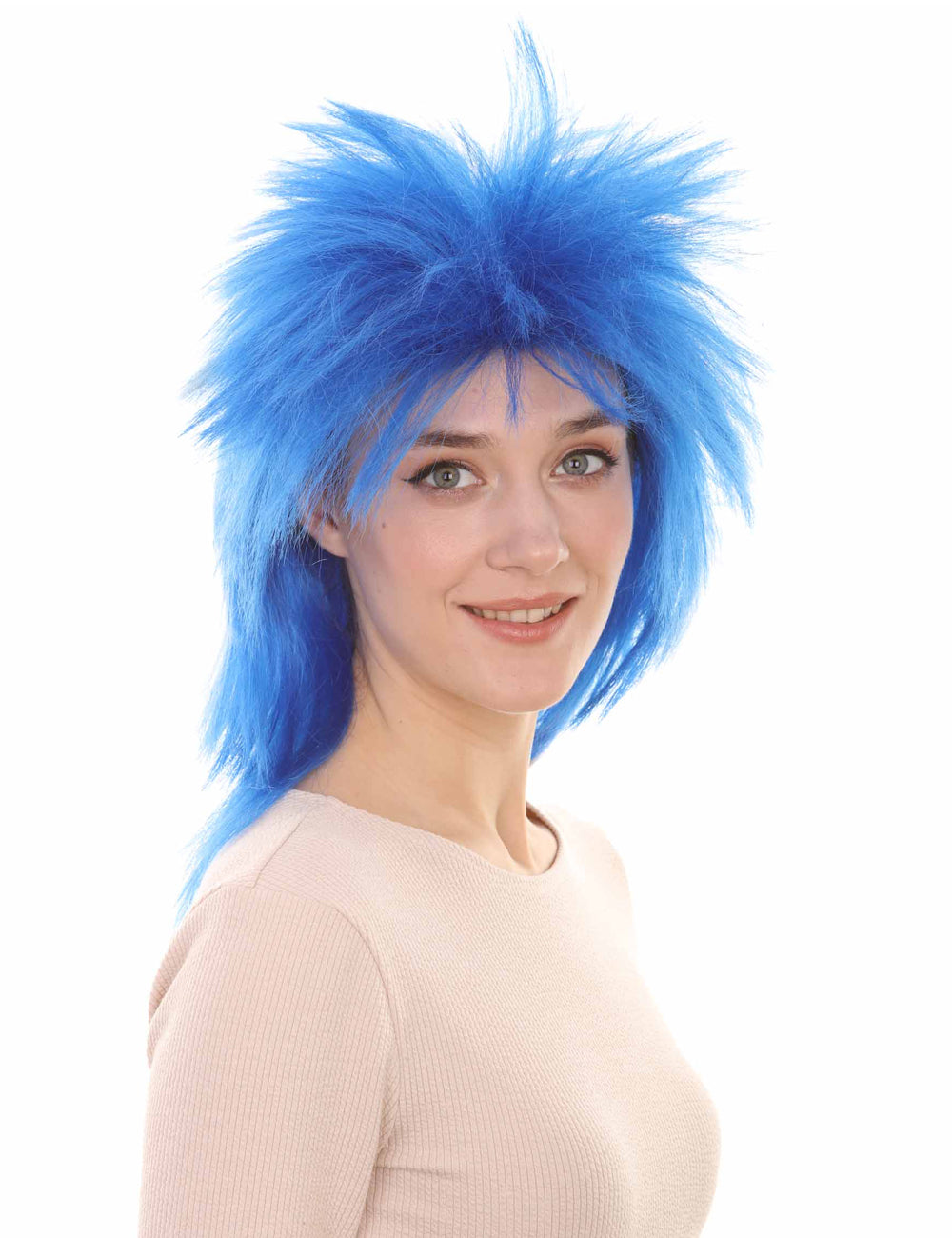Wigs2you ハロウィン パーティー プレミアム H-1316 簡単に着用でき 快適なフィット感 80 年代女性ダークブルー ロッカー スタイルウィッグ