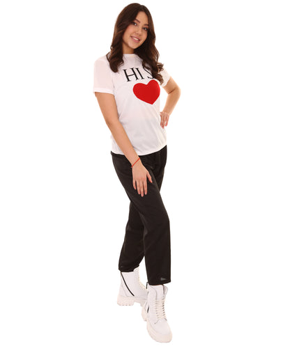 大人向け女性用 JCO-151 バレンタインデー マッチング カップル Tシャツ ホワイト コスプレ コスチューム