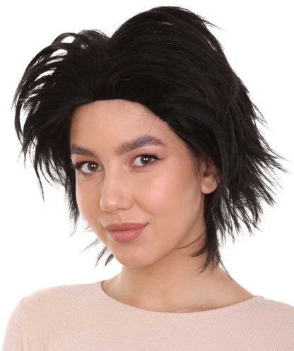 ミス・シザーハンズ コスプレウィッグ H-4055 ブラックショートキャラクターウィッグ プレミアム通気性キャップレスキャップ