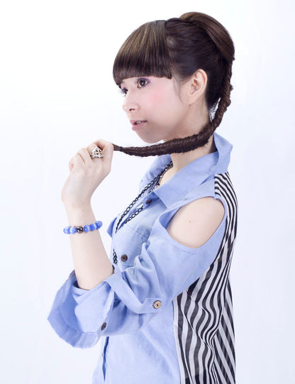 女性 W-8231 のおしゃれなダーキーブロンド フィッシュボーンブレイディング ポニーテールスタイルヘアアクセサリー 合成繊維