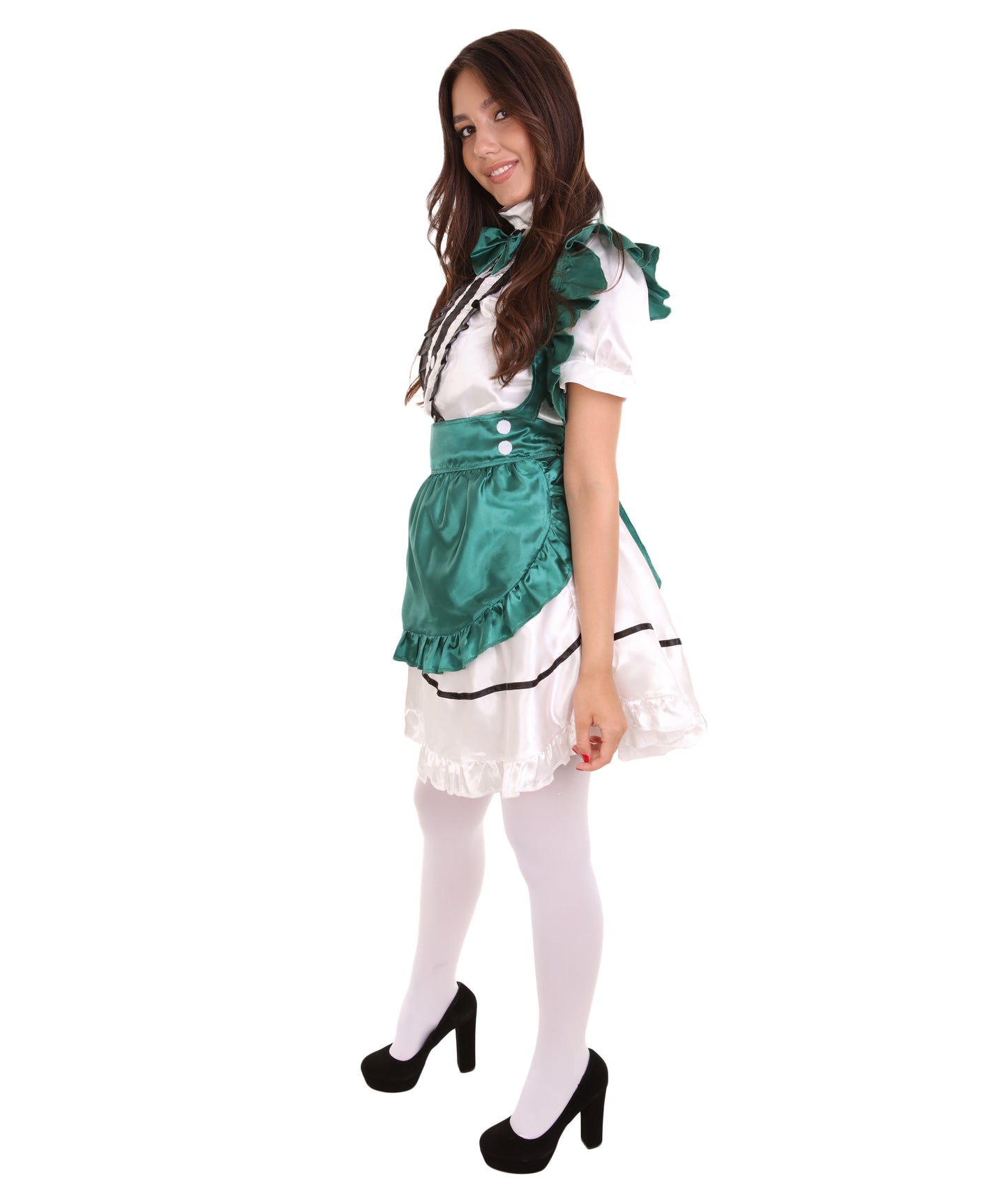 女性用 JCO-326_9 アニメ コスプレ フレンチメイド ファンシー ドレス ダークグリーン コスプレ コスチューム