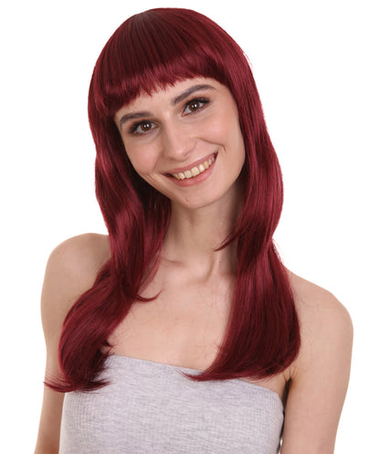 Wigs2you ハロウィン パーティー プレミアム レディース H-1037 とても快適なグラマー グリーン ウィッグ バーガンディ色