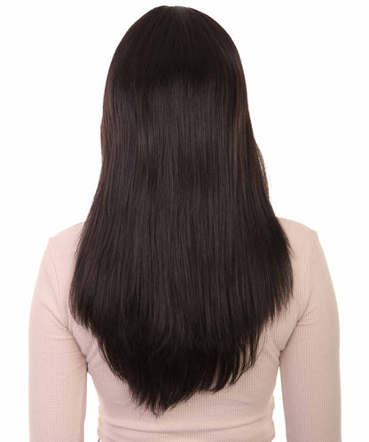 ハロウィンパーティー プレミアム 女性用 H-2845 ロング ウェーブ ブラック ウィッグ