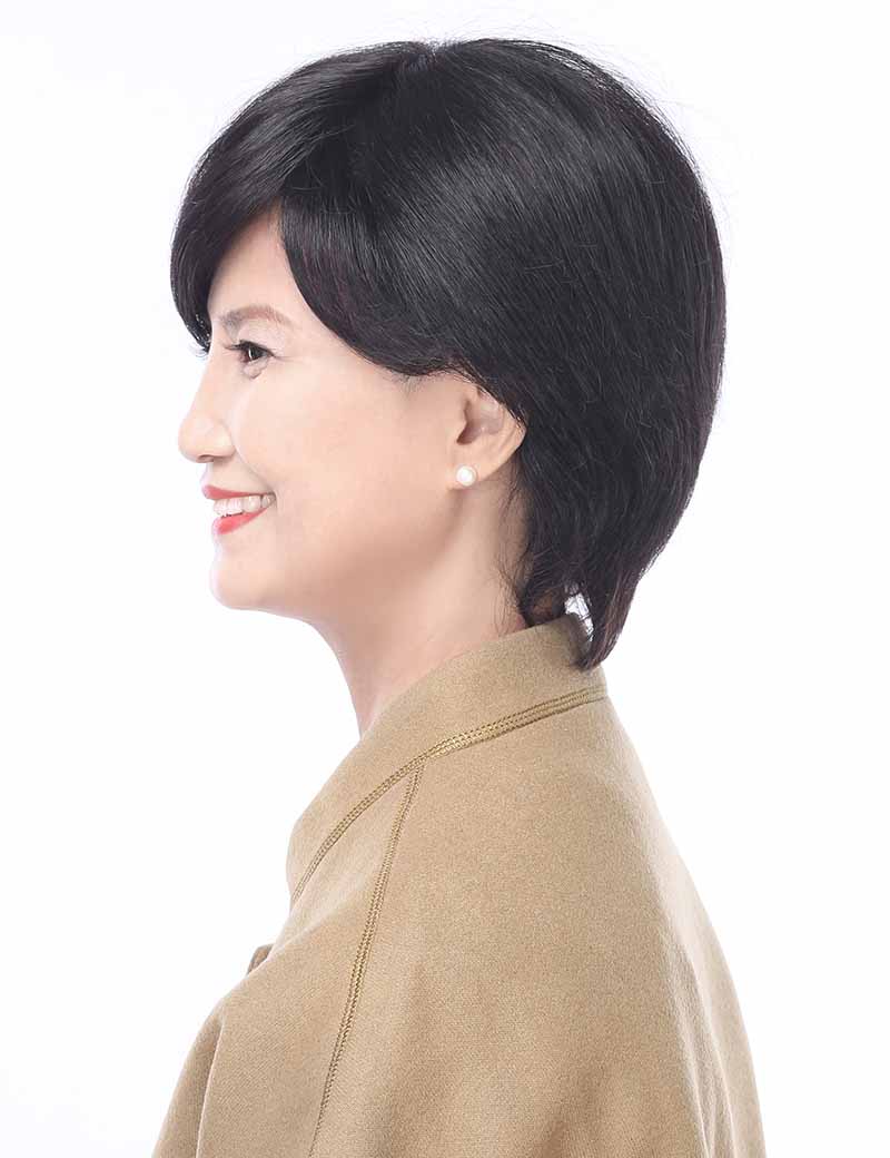女性用人毛ミックス総手植えウィッグ びっくりする軽さ 長時間被っても大丈夫な医療ウィッグ ウィッグネット付き