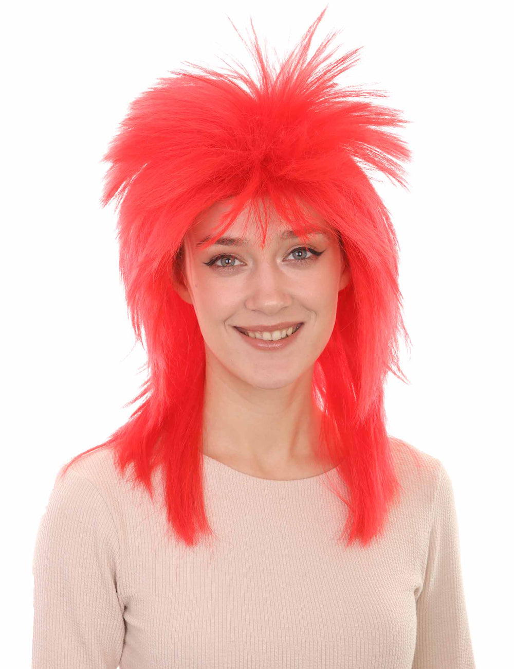Wigs2you ハロウィン パーティー プレミアム H-1305 簡単に着用でき 快適なフィット感 80 年代女性レッド ロッカー スタイルウィッグ