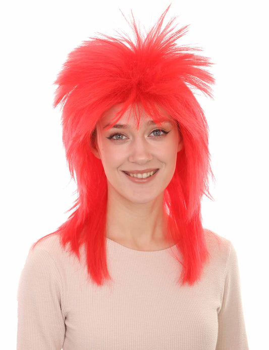 Wigs2you ハロウィン パーティー プレミアム H-1305 簡単に着用でき 快適なフィット感 80 年代女性レッド ロッカー スタイルウィッグ