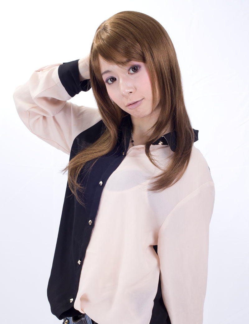 定番の人気商品です！ストレートロングスタイル  ウィッグ1つで簡単にサラサラヘアーに！ ウィッグネット付き W-407
