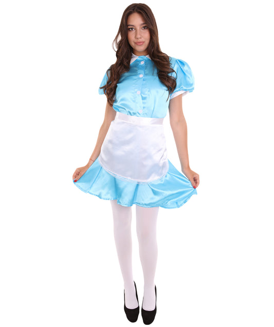 大人用女性の JCO-328_18 フレンチエプロンメイド制服 レイクブルー コスプレコスチューム