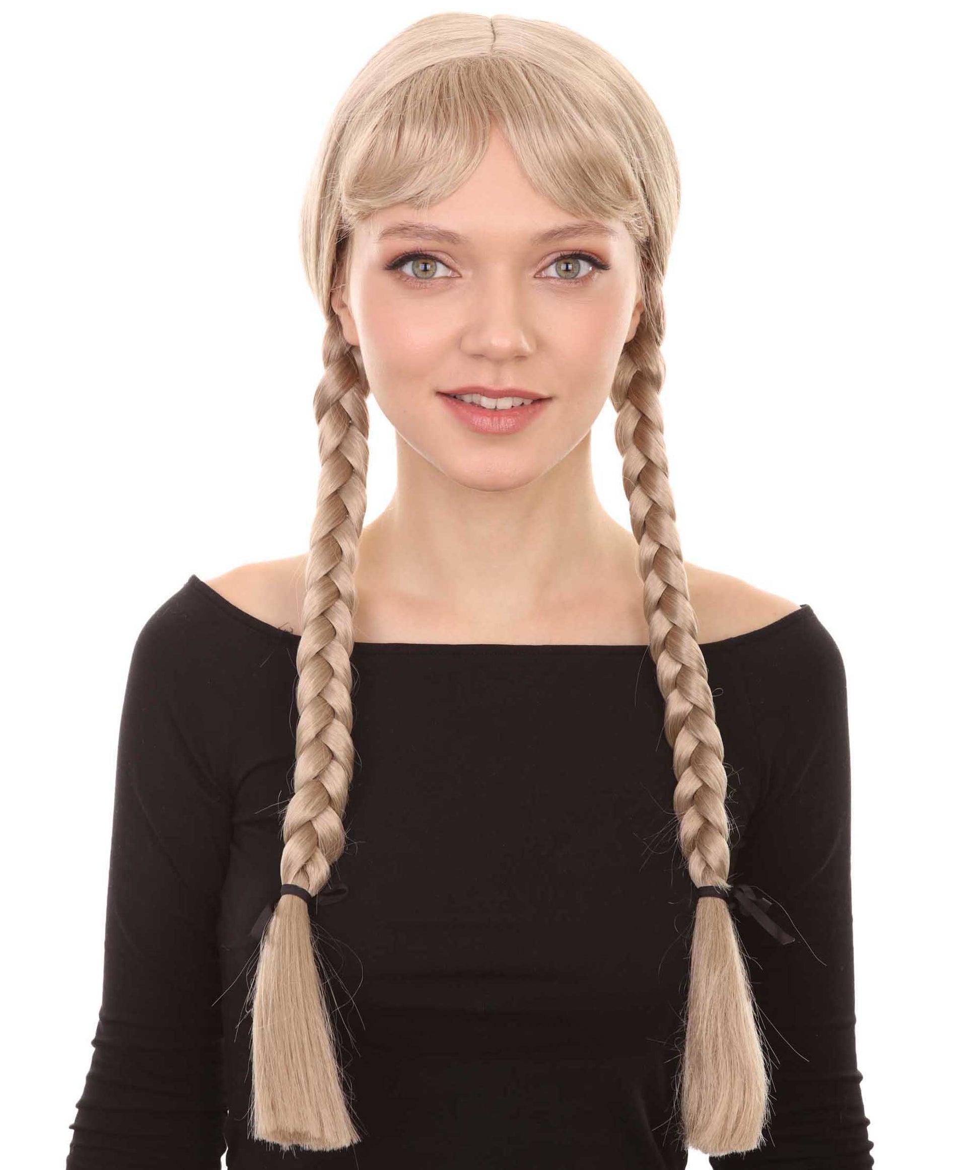 大人の女性用ダッチガールアッシュブロンドウィッグ H-3634 ハロウィンに最適 難燃性シンセティックファイバー