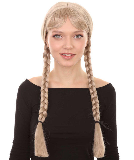 大人の女性用ダッチガールアッシュブロンドウィッグ H-3634 ハロウィンに最適 難燃性シンセティックファイバー