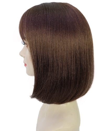 Wigs2you H-6908 女性用 12インチ アーモンドブラウン ショートボブウィッグ（前髪付き）｜耐熱性合成繊維使用｜自然で軽量な通気性キャップ付きウィッグ