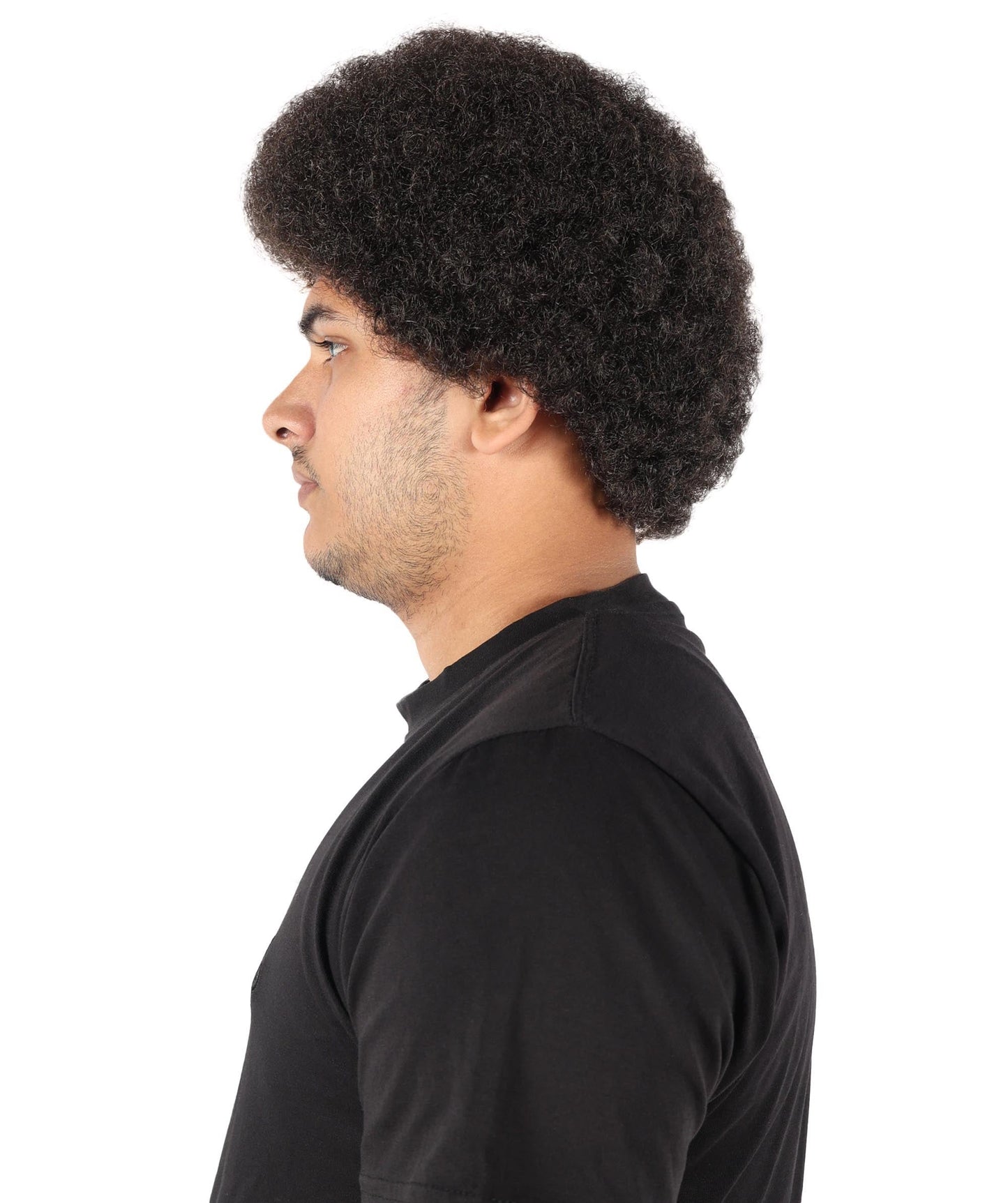 Wigs2you H-7082 大人用メンズ ショート アフロ風 フルウィッグ ダークブラウン カーリー 合成繊維 調節可能なキャップ付き ハロウィン、ステージ、テーマイベントに最適