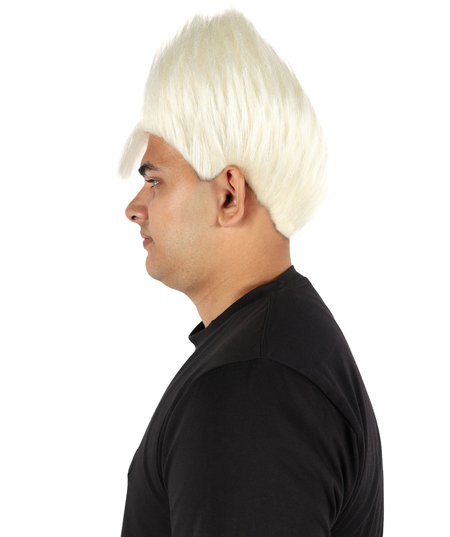 Wigs2you H-7081 大人用メンズ ホワイト スパイキー パンクウィッグ | ミディアム プラチナ 合成毛 調節可能なキャップ付き コスプレ、ハロウィン、ステージパフォーマンス、ロールプレイに最適