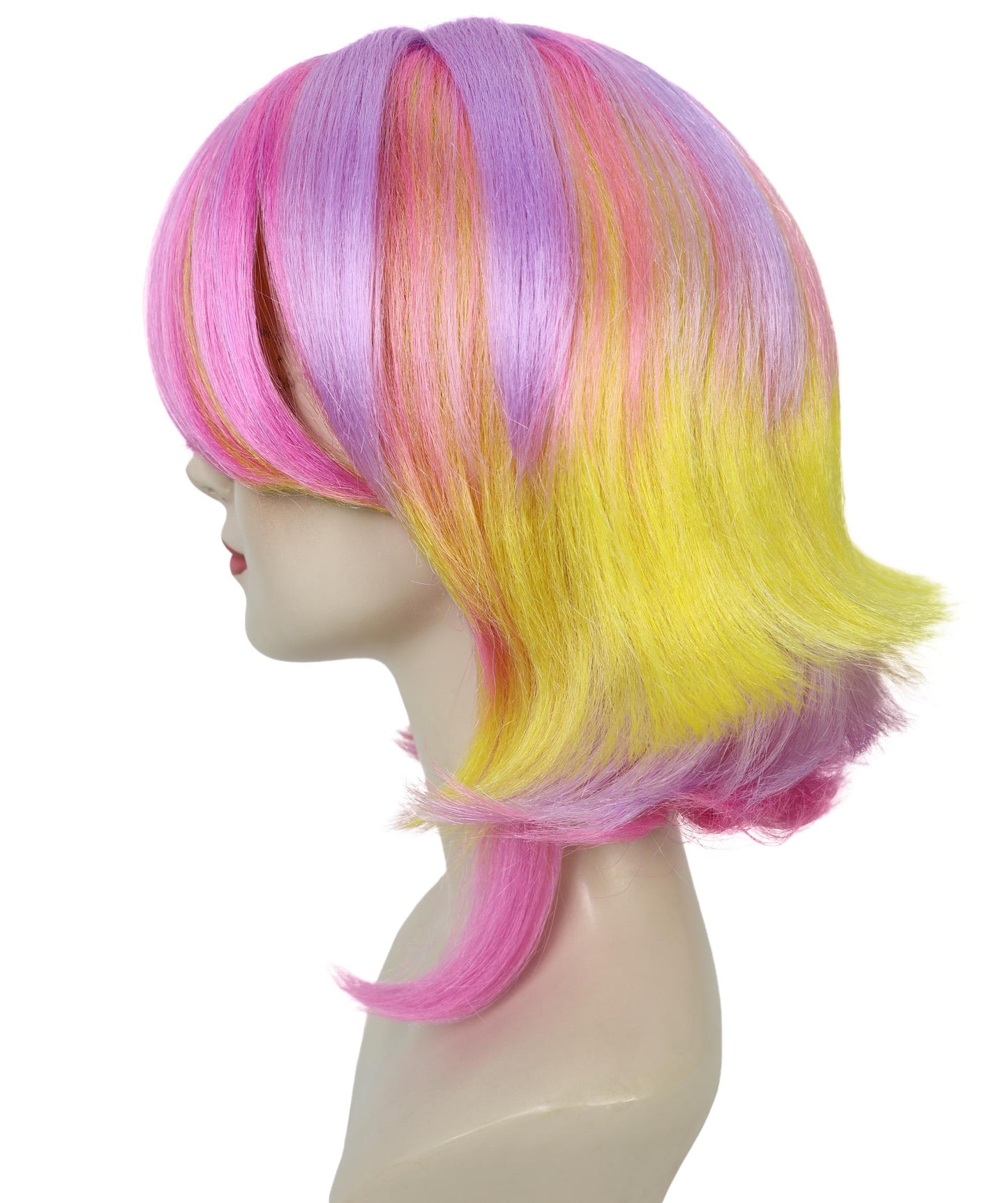 Wigs2you H-6933 大人女性用 パステルピンク＆イエローグラデーション ショートレイヤードボブカットウィッグ｜難燃性合成繊維｜ハロウィンやコスプレに使えるフリップエンドウィッグ