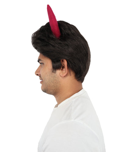 Wigs2you  H-7064 大人用男性用ファンタジー悪魔フルウィッグ（角付き）ダークブラウン合成繊維製。ハロウィン、パーティー、舞台、ロールプレイに。