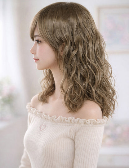 Wigs2you W-1023 自然で程よいボリュームのなみなみカールミディアムウィッグ | どんなスタイルにあわせてもオシャレ度アップ | ウィッグネット付き