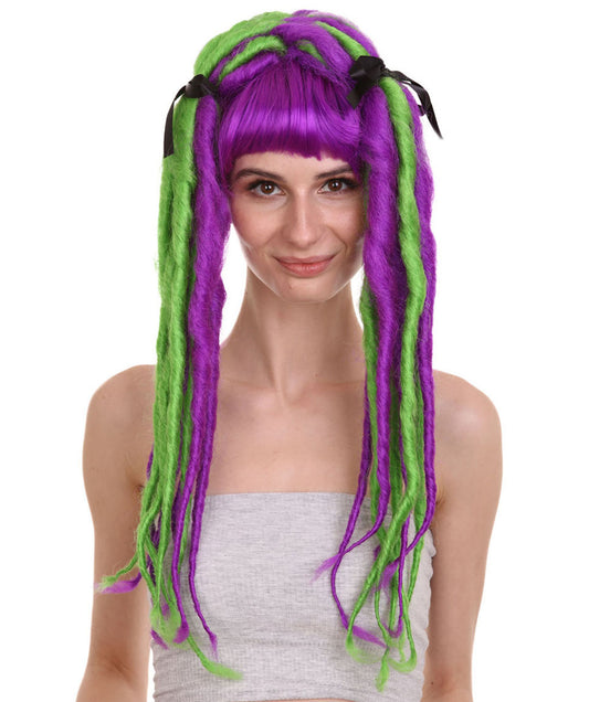 ハロウィンパーティープレミアム大人の女性用 H-2527 ネオンドレッドロックウィッグ 現代の淑女のためのエレガントなウィッグへの一歩