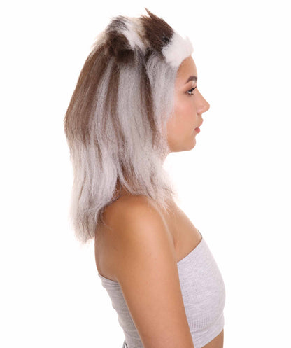 ハロウィンパーティ プレミアムレディース H-5223 ホワイト＆ブラウン ファーリー ドッグ コスプレウィッグ