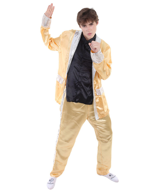 男性 JCP-196 のエルビスサテンコスチューム ゴールド コスプレコスチューム