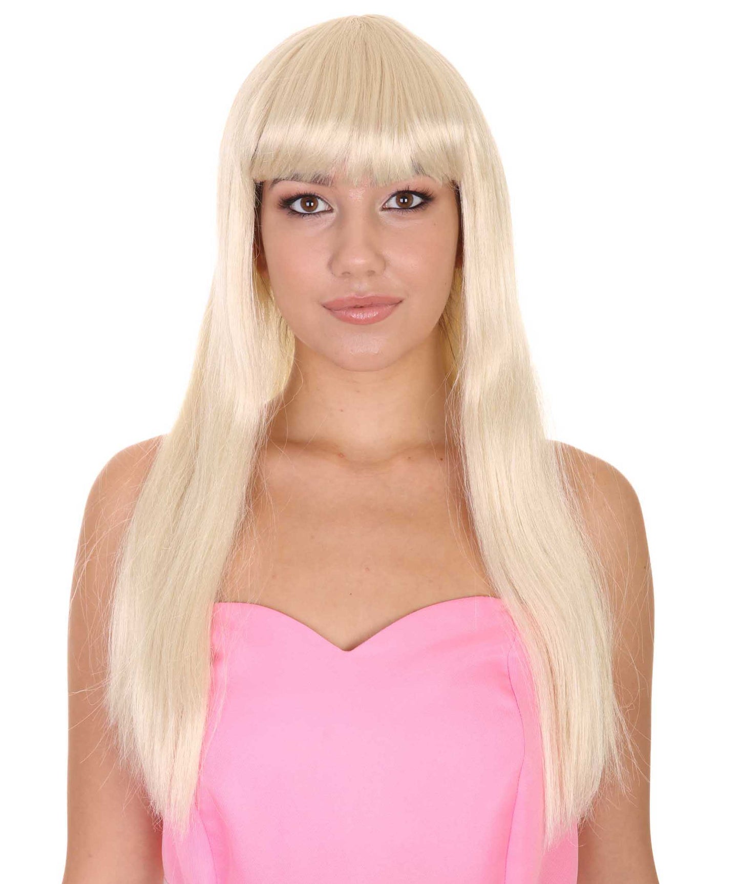 女性用 ブロンド ロングボブ ウィッグ H-3398 ファッション コスプレ ハロウィン ウィッグ プレミアム通気性 キャプレス キャップ