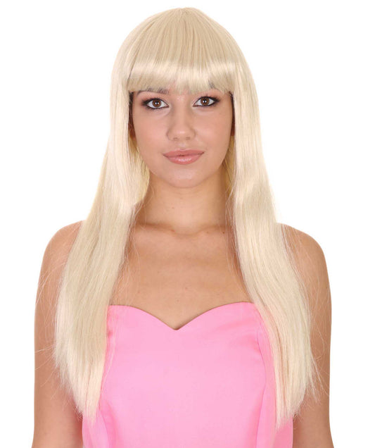 女性用 ブロンド ロングボブ ウィッグ H-3398 ファッション コスプレ ハロウィン ウィッグ プレミアム通気性 キャプレス キャップ