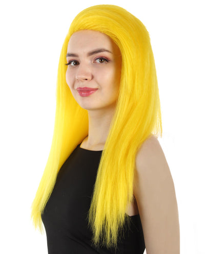 女性用ロングストレートサイドパートコスプレウィッグ イエロー H-5220_5 ファンシースタイル プレミアムハロウィンパーティーウィッグコレクション