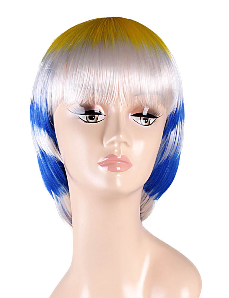 ハロウィンパーティープレミアムレディース Flag-002 ボブウィッグ マルチカラー ファンシーキャラクターファッションウィッグ ソフト合成繊維