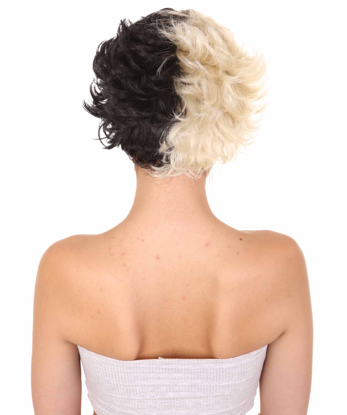 ハロウィンパーティ プレミアムレディース H-5110 ショート ツートーン ブラック＆ホワイト ピクシー ハートバング付き