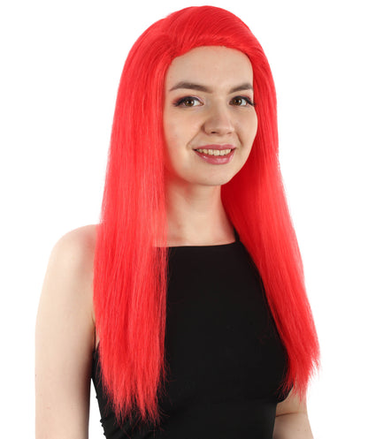 女性用ロングストレートサイドパートコスプレウィッグ レッド H-5220_1 ファンシースタイル プレミアムハロウィンパーティーウィッグコレクション