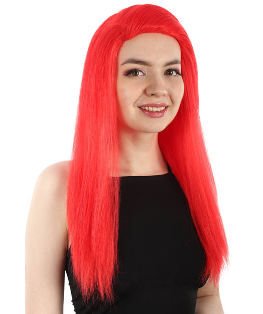 女性用ロングストレートサイドパートコスプレウィッグ レッド H-5220_1 ファンシースタイル プレミアムハロウィンパーティーウィッグコレクション