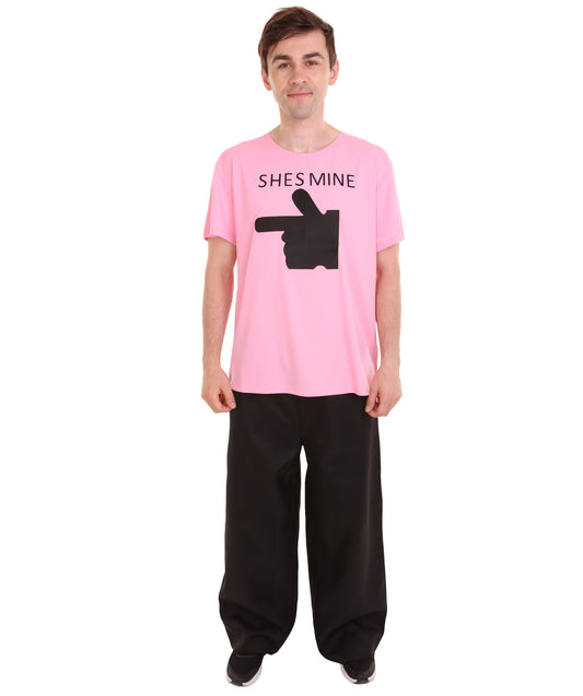 大人向け女性用 JCO-168_5 バレンタインデー ピンク マッチング カップル "He's Mine" Tシャツ コスプレ コスチュームコレクション