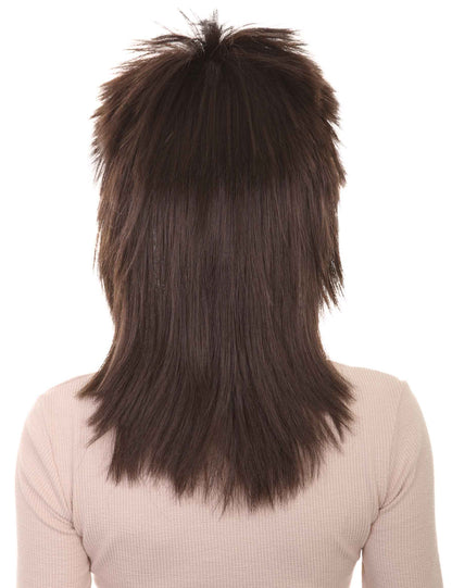 Wigs2you ハロウィン パーティー プレミアム H-1333 簡単に着用でき 快適なフィット感 80 年代女性ダークブラウン ロッカー スタイルウィッグ