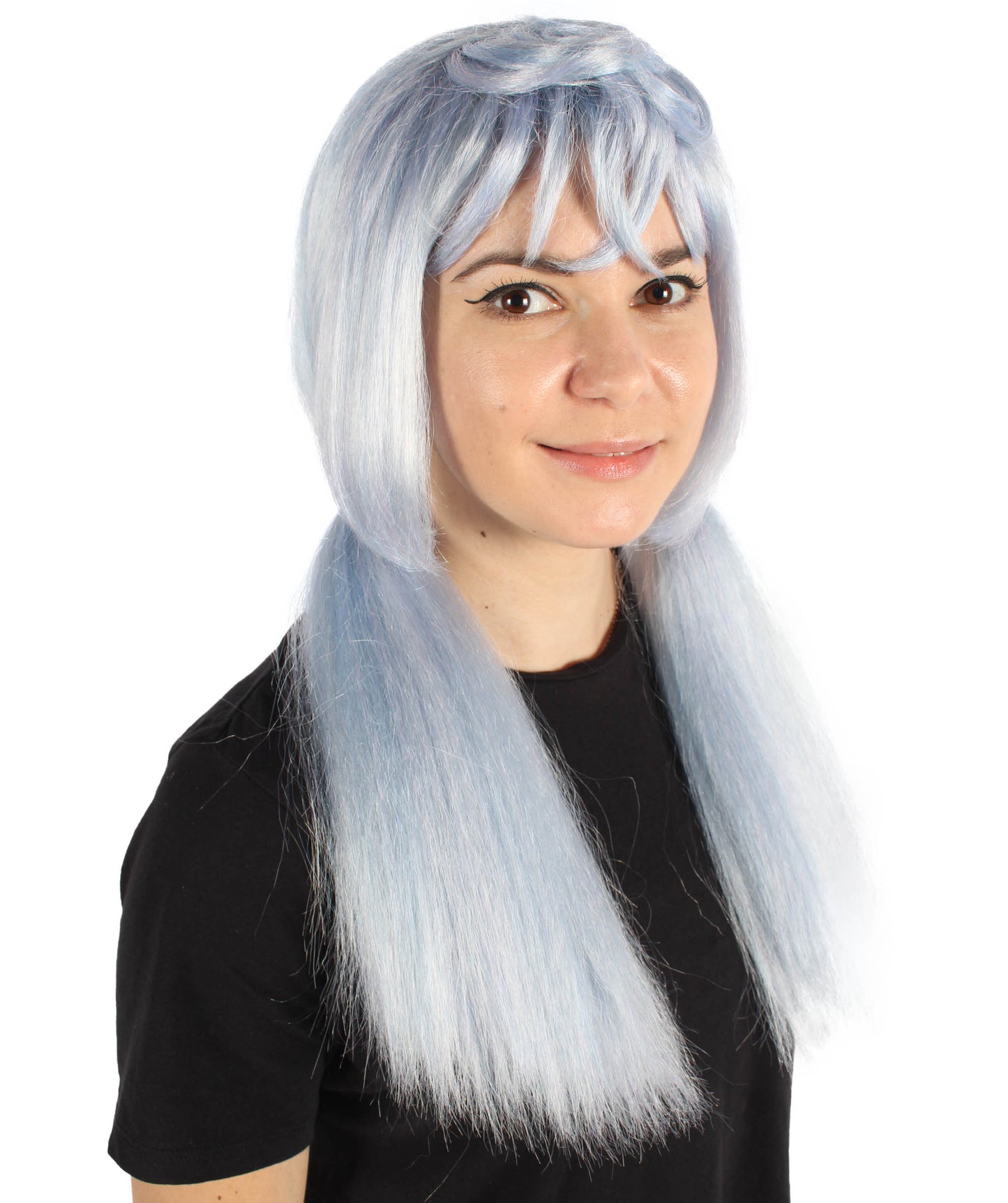 Wigs2you H-6914 大人用レディース ロング ライトブルー ストレート ポニーテール ゲーミング コスプレウィッグ｜ハロウィンに最適｜難燃性合成繊維