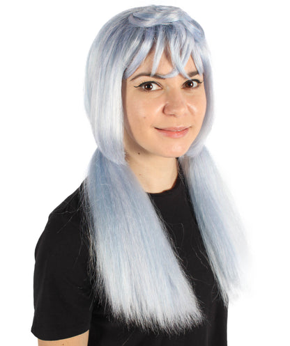 Wigs2you H-6914 大人用レディース ロング ライトブルー ストレート ポニーテール ゲーミング コスプレウィッグ｜ハロウィンに最適｜難燃性合成繊維