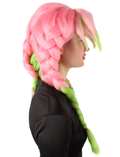 Wigs2you H-5671大人の女性のアニメコスプレ悪魔ハンターレインボーピンク三つ編みと前髪ウィッグ