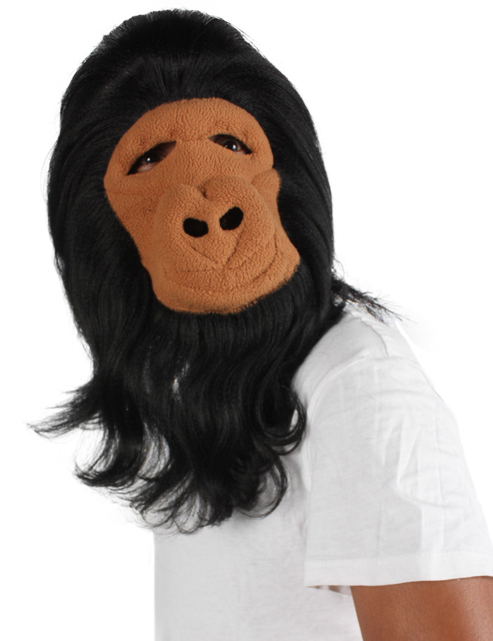 ハロウィンパーティープレミアムメンズ H-5647-BLK ヘアリーユニセックスエイプティンセルマスクのみ 黒色 軟らかい合成繊維