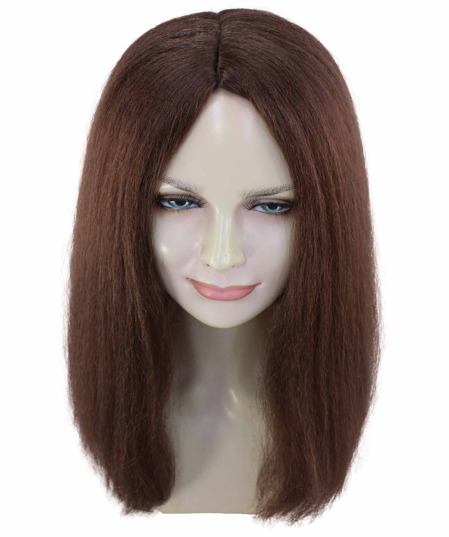 ウィメン ブラウン ストレート ミディアムレングス クラシック ヒッピー ウィッグ H-5297 プレミアムハロウィンウィッグ