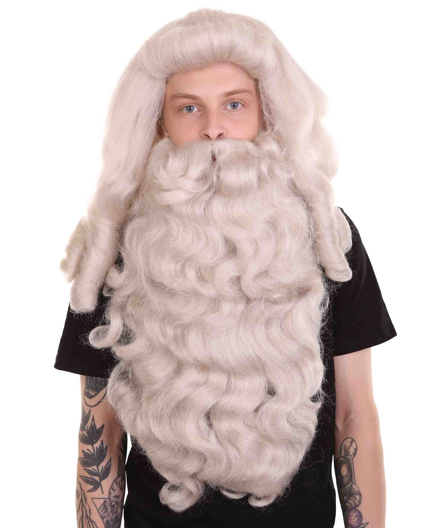 ハロウィンパーティ 男性用 H-4281 プロフェッショナルサンタウィッグ及びフルひげセット プレミアム通気性キャップレスキャップ