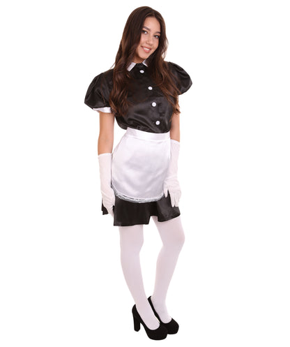 大人用女性の JCO-328 フレンチエプロンメイド制服 ブラック コスプレコスチューム