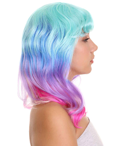 ハロウィンパーティープレミアム レディース H-5263 マルチレインボーミディアムウィッグ