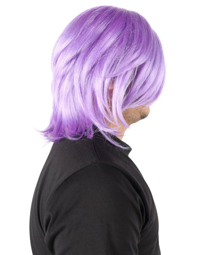 Wigs2you H-7069 大人用メンズショートレイヤードアニメスタイルフルウィッグ ライラック合成繊維 調節可能なキャップ付き コスチュームやアニメイベントに最適