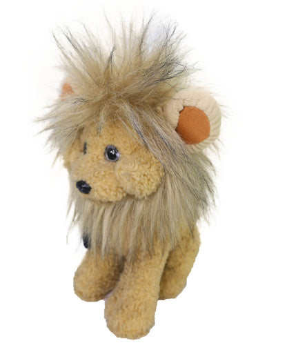 Wigs2you P-045 犬・猫用 ライオン風ふわふわペットウィッグ｜合成ダークブロンド・やわらか布キャップ付き｜耐熱性・かわいいコスチューム帽子