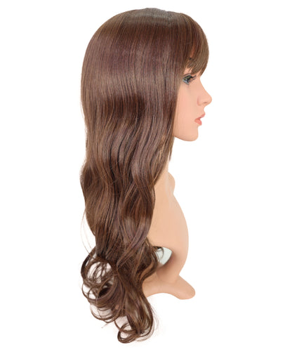 Wigs2you H-6906 女性用 22インチ ダークブラウン セミロングボブウィッグ（前髪付き）| 耐熱性合成繊維使用 | 軽量な通気性キャップ付きウィッグ