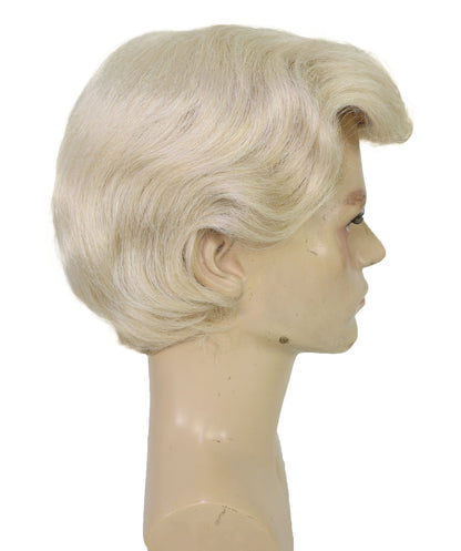 Wigs2you H-7050  ハロウィンやパーティーに最適な、男性用ショートサイドパート大統領スタイルフルウィッグ（ブロンド合成繊維）