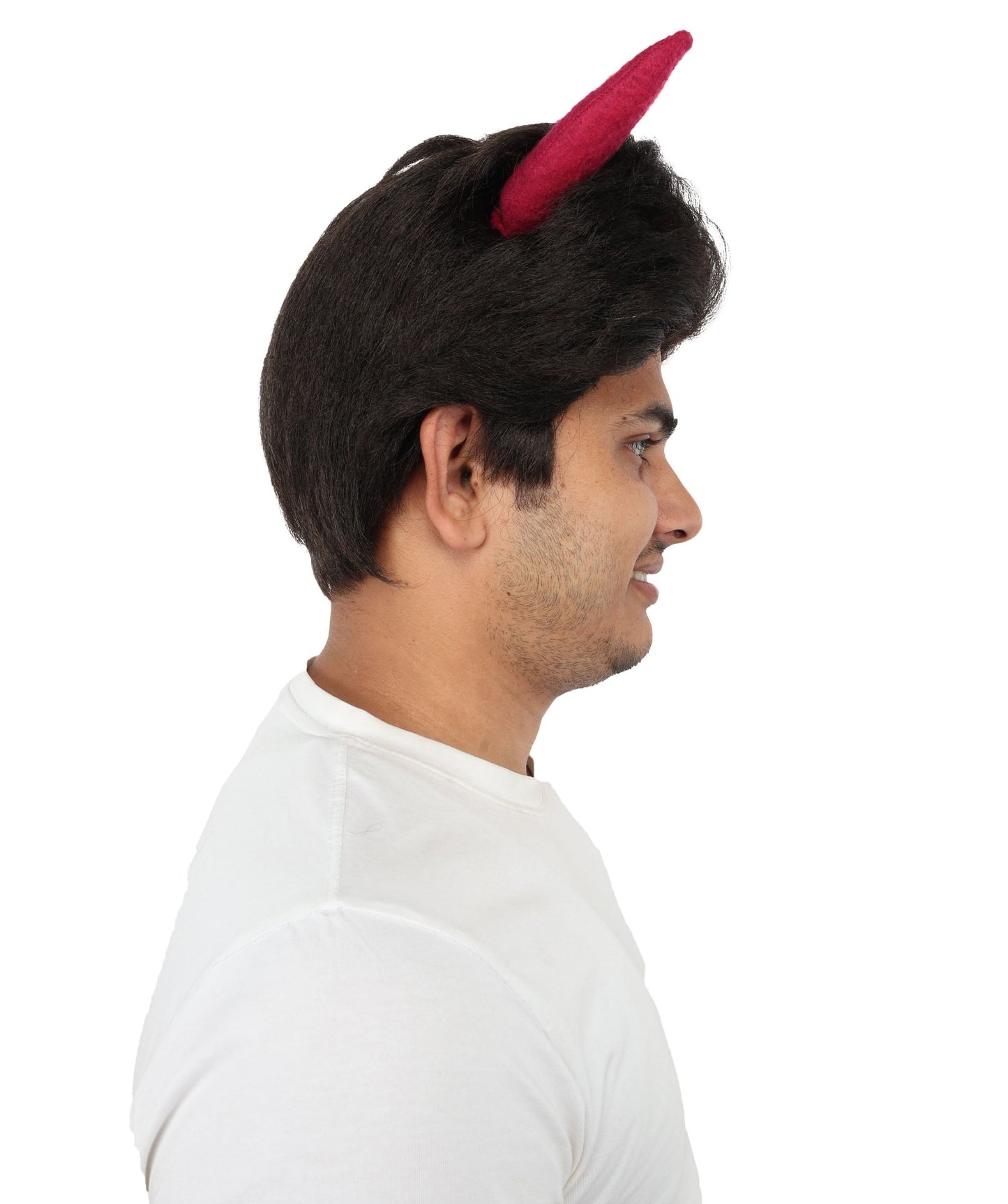 Wigs2you  H-7064 大人用男性用ファンタジー悪魔フルウィッグ（角付き）ダークブラウン合成繊維製。ハロウィン、パーティー、舞台、ロールプレイに。