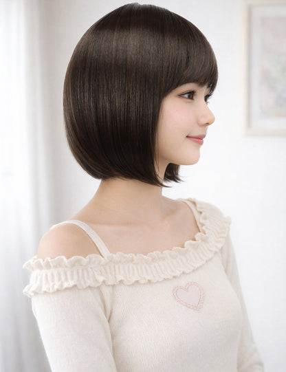 Wigs2you W-1011 耐熱商 の毛が前下がりになったスタイル、大人っぽい洗練されたボブスタイルです、ウィッグネット付き
