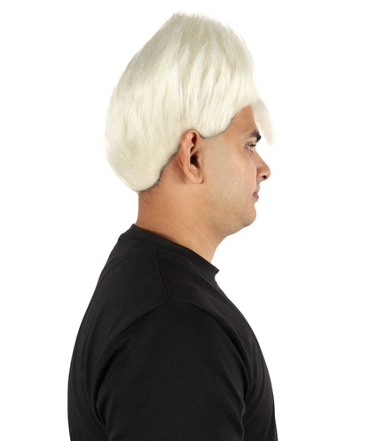Wigs2you H-7081 大人用メンズ ホワイト スパイキー パンクウィッグ | ミディアム プラチナ 合成毛 調節可能なキャップ付き コスプレ、ハロウィン、ステージパフォーマンス、ロールプレイに最適