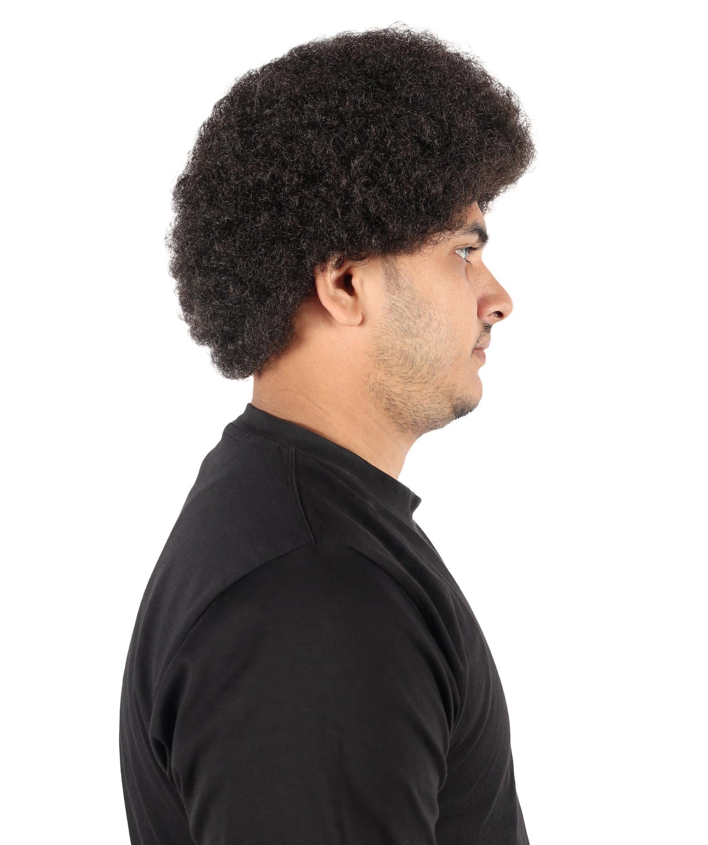 Wigs2you H-7082 大人用メンズ ショート アフロ風 フルウィッグ ダークブラウン カーリー 合成繊維 調節可能なキャップ付き ハロウィン、ステージ、テーマイベントに最適